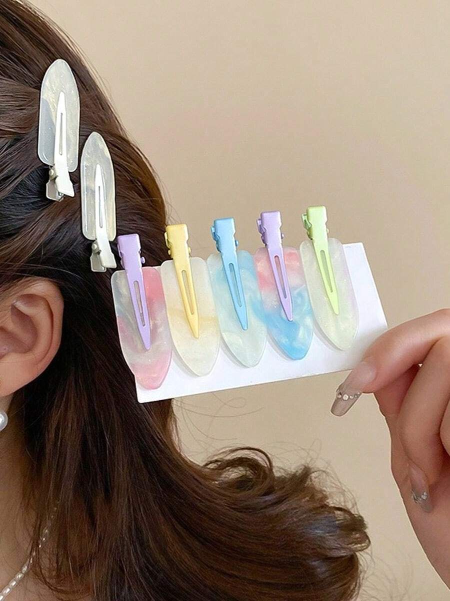 1pc Sweet Young Girl Iridescent Mermaid Girl With Invisible Hair Clip - Simple And Cute Hair Accessory, Claw Clips - Multicolor - View 1