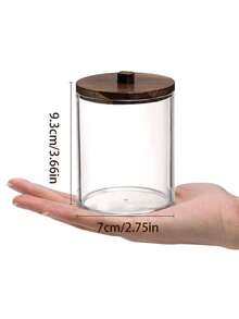 1个/2个/3个大容量透明塑料收纳罐套装，带木盖，适用于浴室、卧室、客厅、梳妆台，可收纳棉签、化妆棉等物品，家居收纳整理。 - 彩色 - 查看 14