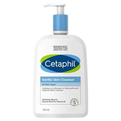 Cetaphil 温和洁肤水 591ml，适合所有肤质，面部和身体清洁，适合中性至干性敏感肌肤，含烟酰胺和甘油，无皂基