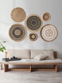 1件流苏壁挂，波西米亚风编织挂毯，家居装饰，房间装饰，墙面装饰礼品，生日/毕业礼物，海草编织，适用于家庭、厨房、农舍、餐桌、客厅、墙面装饰 - 黃麻裝飾墊 - 查看 19