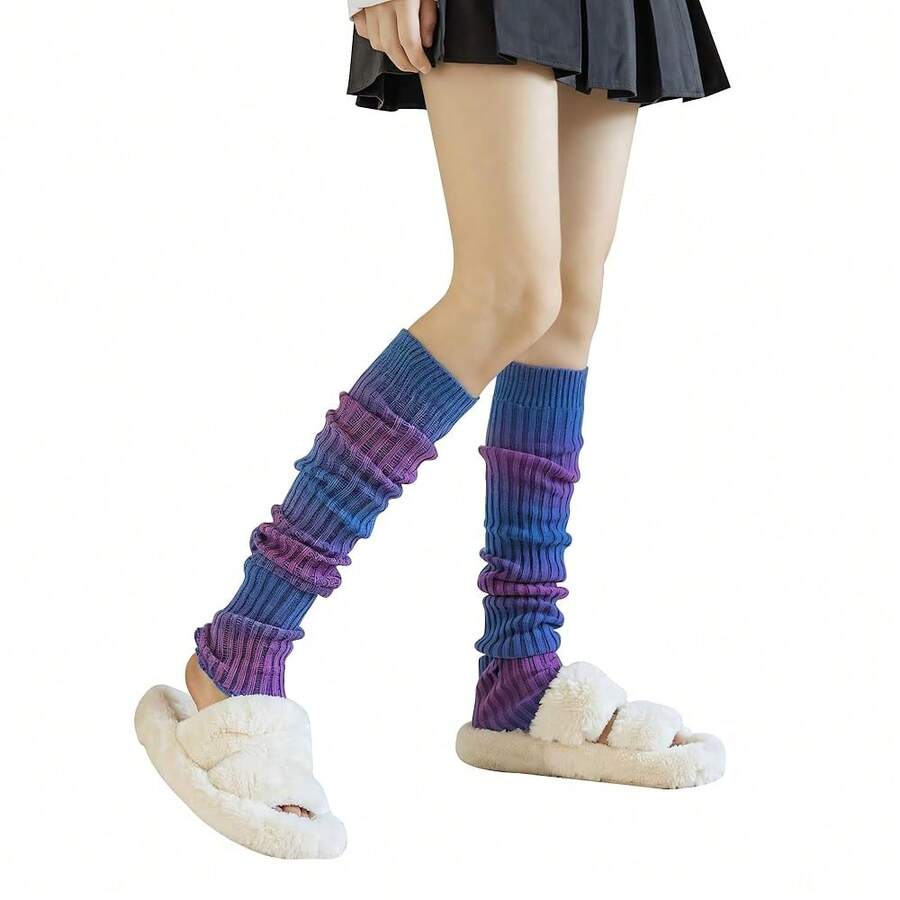 Lebaley Kawaii Leg Warmers For Girls Women - Japanese Lolita Leg Warmers Y2K Harajuku Leg Cover Stockings Kawaii Knit Socks{"Color_name":"Mixture3"} - 多色14 - 查看 1
