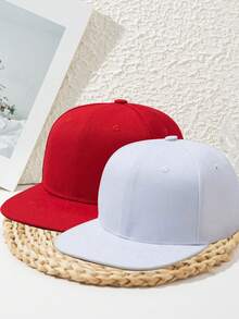 1pc Unisex Flat Bill Snapback Hat, Cool Hip Hop Style, Adjustable Solid Color Casual Polyester Sports Cap, Suitable For Outdoor, Beach, Spring/Summer/Autumn/Winter