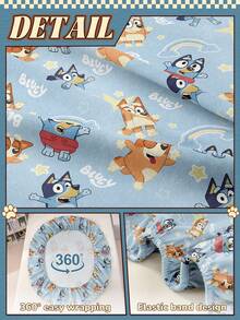 Bluey Ga trải giường in hình hoạt hình , Bộ đồ giường , Tấm bảo vệ nệm, Ga phủ giường, Ga trải giường vừa vặn, Vải dệt gia dụng thoải mái, Ga trải giường  tông màu mát mẻ, Tấm bảo vệ nệm thoáng khí chống xù lông, Mềm mại và thân thiện với da, Họa tiết cầu vồng , Ga phủ giường họa tiết hoạt hình, Bộ đồ giường cỡ Queen và King - Màu xanh nhạt - Xem 7
