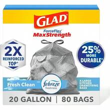 Bolsas de basura grandes con cordón para cocina - Bolsa de basura negra ForceFlex de 20 galones, Clean - 80 unidades - 80 Unidad (Paquete de 1) - Ver 2