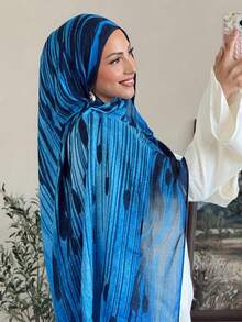 1 pieza Pañuelo bohemio de mujer con estampado de acuarela, pañuelo protector solar multicolor, elegante chal de uso múltiple para uso diario, diadema para abaya