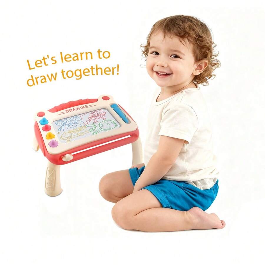 Quadro de desenho magnético - um brinquedo para rabiscar que inspira a criatividade, aprimora a coordenação motora fina e é uma atividade artística sem poeira para pré-escolas (inclui pés de mesa) (cor aleatória das peças pequenas), o presente perfeito para o Halloween, Páscoa, Natal, aniversário e Dia de Ação de Graças. - Multicolorido - Ver 1