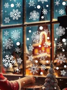 1/4/6pcs White Christmas Snowflake Window Decals, Static Cling Snowflake Stickers, Suitable For Christmas Decoration, Office Holiday Decor, Theme Party, Winter Theme Event And New Year Decoration - Multicolor - View 6