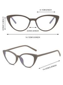 1 Pair Women's Gray Cat Eye PC Frame Vintage Solid Color Minimalist Fashion Eyeglasses - Grey - View 5