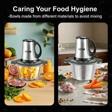 SPZTJK [2L High Power Food Processor] 2L High Power Food Processor | 304 Stainless Steel Meat Blender With 4 Sharp Blades For Meat, Vegetables, Fruits, And Nuts Chopping, Grinding, And Mixing | Electric Meat Grinder With Easy Cleaning Design