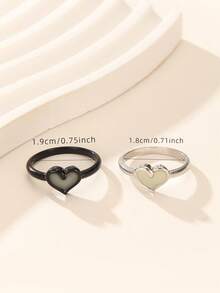 ATLVXJL Bộ 2 chiếc nhẫn đôi/nhẫn tình bạn hình trái tim phát sáng trong bóng tối, thích hợp để đeo hàng ngày và làm quà tặng ngày Valentine. - Nhiều màu - Xem 11