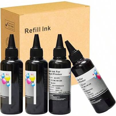 Ink Refill Kit 4x100ML Black For 250 251 270 271 280 281 1200 2200 PG240 CL241 PG245 CL246 PG210 Refillable Ink Cartridge CIS CISS System With 1 Free  (4 Packs)