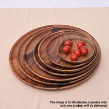 1 buah Piring Bundar Kayu Akasia 5 Ukuran, Nampan Kayu Dekorasi Meja Makan Dapur, Cocok untuk Meja Kopi dan Dekorasi Rumah, Piring Makan, Piring Tulang, Piring Kue, Piring Makanan Penutup, Piring Bundar, Piring Kayu - Coklat kecokelatan - View 3