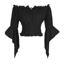 Women's Renaissance Off The Shoulder Top Medieval Pirate Long Sleeve Blouse{"Size_name":"Large","Color_name":"Z2880cbk"} - Z2880cbk - View 1