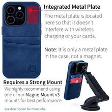 Card Case For  14 Pro With Built-In Metal Plate For Magnetic Mounting & 2 Pockets: Exec M2 Premium Synthetic Leather Wallet Case ( 14 Pro, Navy){"Size_name":"14Pro","Color_name":"Navy"} - Multicolor9 - View 4