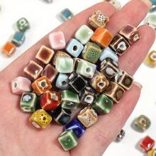 5pcs 9mm Ceramic Glazed Square Beads Bracelet Spacer Earrings DIY Jewelry Making Accessories