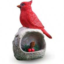 - Figuritas de pjaro cardinal rojo para decoracin del hogar, estatua de resina para oficina, estantera, decoracin de mesa, detalles bonitos y realistas adornos de cardenal en piedra - inicial - Ver 7