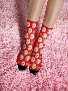 Customized Face Pattern Socks, Can Customize Interesting Face Patterns, Can Customize Photo Socks, Father's Day Gift, Personalized Gift For Mom - Multicolor - View 3