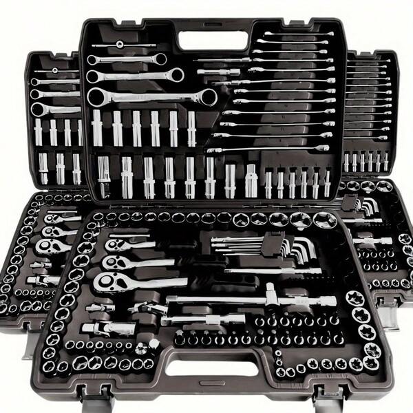 46pcs Black Automotive Repair Tool Kit, Complete Solution For Car, Bicycle, Motorcycle Maintenance, Multi-Function Combination Manual Wrench Set