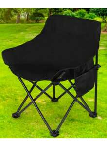 Silla plegable para acampar, silla lunar para exteriores con bolsillo, silla de playa antideslizante resistente de 150kg, silla plegable portátil Sillas de playa plegables - Negro - Ver 2