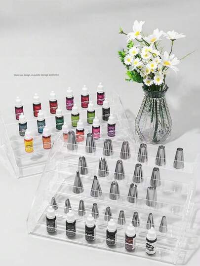 2 piezas Estantería de exhibición acrílica de 5 niveles, sin necesidad de montaje, diseño ahorra espacio, adecuado para almacenar cosméticos, juguetes, perfumes, lápices labiales, cajas ciegas, insignias, etc. Gabinete de exhibición transparente resistente y duradero. Caja de exhibición de coleccionables | Gabinete de exhibición trapezoidal | Estantería de almacenamiento de coleccionistas | Esencial de vuelta a la escuela | Estantería de almacenamiento acrílica