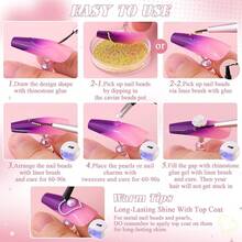 1-3MM Small Nail Beads Metal Caviar Bead Silver Gold Nail Charms And Gems Ball, Nail Chain Nail Art Accessories Supplies Gold Rhinestones Women Manicure - 07 金色釘珠配釘鏈 - 查看 8