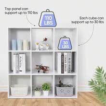 Nouva 9 Cube Storage Organizer Shelf With 5 Removable Back Panels Freestanding 3-Tier Open Wood Bookshelf For Home, Office, Bedroom, Living Room, White - trắng - Xem 4