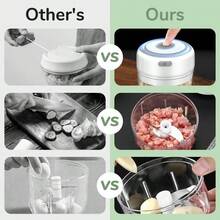 Picadora Elctrica de Ajo, Garlic Chopper, Food Chopper Garlic Mincer, Procesador de Alimentos Pequeo Porttil para Ajo, Jengibre, Chile, Verduras Blanco, 100ml - 100 ml + Rosa - Ver 3