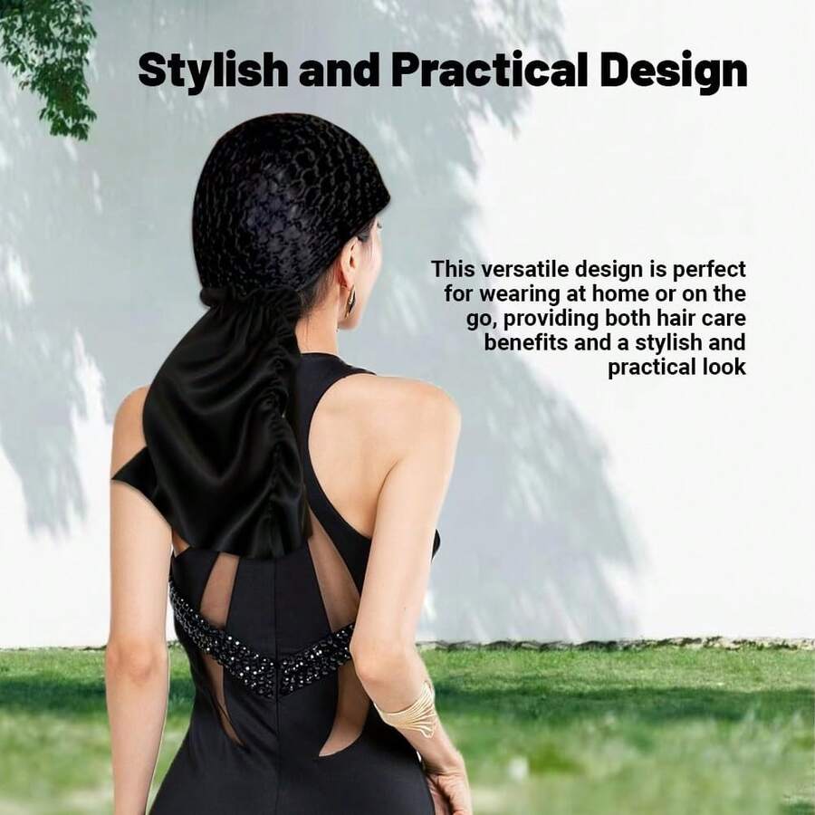 1pc New Cross-Border 2 In 1 Wrap Cap Bonnet, Hand-Knitted Thick Net Beanie - Multicolor - View 1