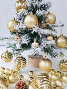 42 Stücke Weihnachtskugel Set, goldene Weihnachtsbaum Ornamente, kreativ bemalte Weihnachtskugeln, Weihnachtsbaum Hängedekoration, geeignet für Feiertage, Kränze, Weihnachtsbaum, Weihnachtsdekoration, Weihnachtsgeschenke für Zuhause, Weihnachtsdekoration - Verschiedenfarbig - Übersicht 5