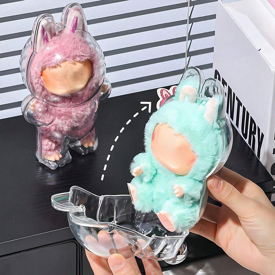 1pc Transparent Protective Case For LABUBU Generation 1 Standing And Generation 2 Sitting, Dust Cover Backpack Pendant, Can Be Hung On Bags, Keychains (No Doll) Christmas Gift