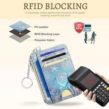 Sea Turtle Credit Card Holder Small Wallet Women, Blue Ocean Slim RFID Wallet Woman Keychain With Zipper Coin Pocket, Front Pocket Thin Travel Card Case Organizer With ID Window Ladies Gifts{"Color_name":"Turtle"} - 多色11 - 查看 5