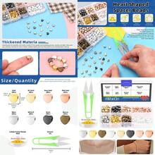 402Pcs Heart Spacer Beads With Scissors And Elastic String Kit 8 Colors Heart Beads Charm Loose Beads Small Hole Metal Heart Shaped Beads Kit For DIY Bracelet Jewelry Making Craft