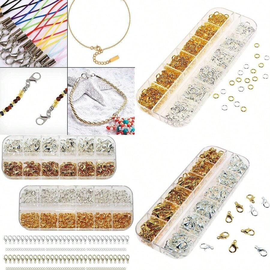 Lobster Clasps Set 200Pcs Lobster Clasps And 400Pcs Open Jump Rings Kit With Box Silver And Gold Lobster Claw Clasps For Bracelet Necklace And Jewelry Making