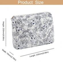Makeup Bag Travel Cosmetic Bag For Women Girls, Zipper Make Up Pouch, Floral Flowers Toiletry Organizer Makeup, Portable Storage Bag, Cosmetic Travel Cloth Bag (L/Navy Blue Flower){"Color_name":"U5Large/NavyBlueFlower"} - U5大號/海軍藍花朵 - 查看 4