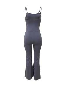 Sexy Backless Jumpsuit, Slim Fit Sporty Jumpsuit With Pockets, Fashion Bodysuit Set