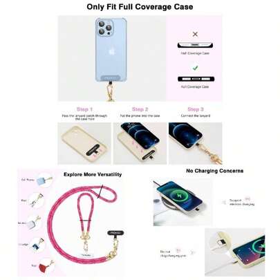 Phone Lanyard, Adjustable Cellphone Lanyard with Wrist Strap, Universal Crossbody Phone Lanyard Neck Strap and Wristlet Strap, Crossbody Phone Strap*1, Wrist Strapx1, Lanyard Patch*2, Red