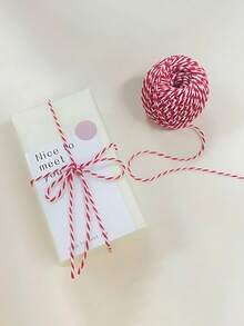 1 pieza Cuerda de algodón extra larga de 75m (250ft) - Hilos de color rojo/blanco o negro/blanco, grosor de 1.5mm, cuerda resistente para envolver regalos, empaquetar, decoraciones navideñas, etiquetas de agradecimiento - Ideal para uso personal y comercial, cuerda para manualidades, decoración festiva, lazos decorativos, material de manualidades duradero, suministros de embalaje, diseño de dos hebras