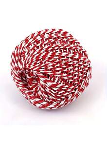 1 pieza Cuerda de algodón extra larga de 75m (250ft) - Hilos de color rojo/blanco o negro/blanco, grosor de 1.5mm, cuerda resistente para envolver regalos, empaquetar, decoraciones navideñas, etiquetas de agradecimiento - Ideal para uso personal y comercial, cuerda para manualidades, decoración festiva, lazos decorativos, material de manualidades duradero, suministros de embalaje, diseño de dos hebras