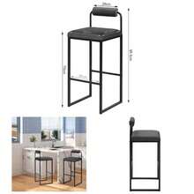 Modern Bar Stools Set Of 2, Breakfast Stools With Backrest And Footrest Kitchen, Velvet, Dark - Dark Grey - View 1