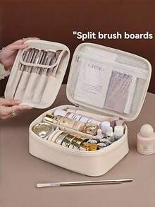 New Popular Large-Capacity Waterproof PU Leather Cosmetic Bag With Detachable Makeup Tool Storage Bag, Portable Toiletry Bag, Portable Travel Toiletries And Skin Care Product Storage Bag, Fashionable Multi-Functional High-End Travel Cosmetic Bag Large-Capacity Women's Cosmetic Bag, Suitable For Women, Wife, Mother, Aunt, Bridal Gifts, Holiday Gifts