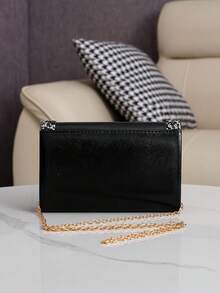 Geantă de mână cu clapă decorată cu sclipici, geantă de mână din piele PU, poșetă formală pentru petreceri, geantă de umăr cu lanț, geantă la modă