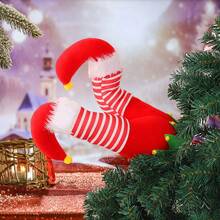 Christmas Tree Picks Stuffed Elf Legs Decorations Holiday Tree Topper For Home Party Ornaments - Red - View 5