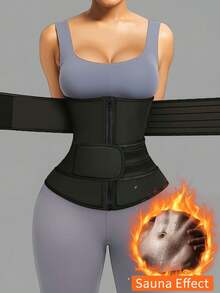 1件装男女通用塑身衣，束腰带采用双腰部魔术贴拉链设计，具有瘦身提拉功能，使运动更轻松，快速吸汗，打造完美腰线。 - 彩色 - 查看 2