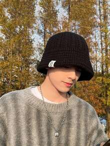 1pc Unisex Textured Knit Fisherman Beanie, Fashion Versatile, Flattering, Comfortable Fabric, Suitable For Casual, Travel, Hiking, Cycling, Dating And Various Occasions