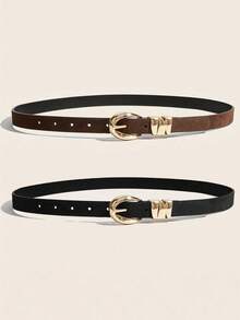 Christmas, Vintage Elegant Solid Color Women's Belt Set, Y2K Punk Asymmetrical Ring Belt, Brown And Black Combination, Suitable For Holiday Wear, Can Be Used As A Gift, Paired With Dresses, Casual Wear, Rock, Parties, Casual Outings, Street, Campus, Best Choice For Autumn And Winter