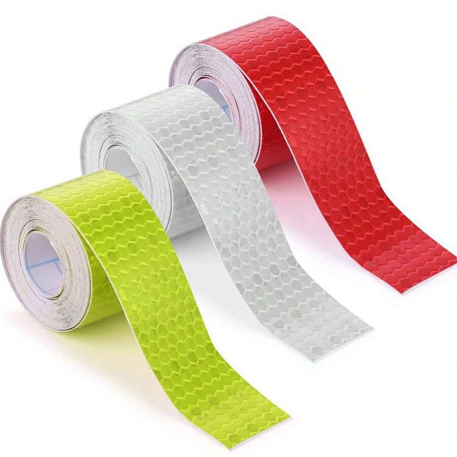 Cinta reflectante de advertencia impermeable para exteriores, cinta reflectante, pegatina reflectante nocturna, adecuada para remolque, bicicleta, ropa, automóvil, tira decorativa - Multicolor - Ver 1