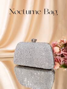 1 Túi Nocturne, Ví cầm tay nhỏ đính đá lấp lánh bạc một mặt, Dây đeo vai bằng kim loại, Túi dạ hội thời trang và thanh lịch, Ví cầm tay dự tiệc trang trọng cổ điển, Thích hợp cho những dịp trang trọng, Đám cưới, Tiệc tùng, Hòa nhạc, Quà tặng cho phụ nữ - Bạc - Xem 7