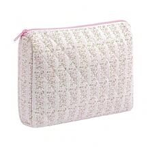 Makeup Bag Travel Cosmetic Bag For Women Girls, Zipper Make Up Pouch, Floral Flowers Toiletry Organizer Makeup, Portable Storage Cosmetic Travel Cloth Bag (L/Pink Floral){"Color_name":"U1Large/PinkFloral"} - U1大/粉紅色花卉 - 查看 1