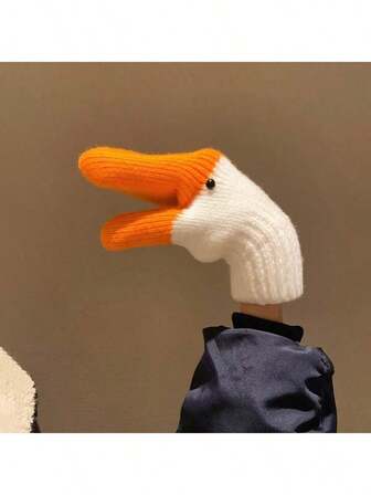 A Pair Of New Creative Big Goose Gloves, Thickened Winter Warm Plus Velvet Mittens, Windproof And Cold-Proof Knitted Wool Gloves, Winter Warm Gloves, Thick And Warm, Tear-Resistant, Suitable For Cold Weather Work, Suitable For Home And Outdoor Use