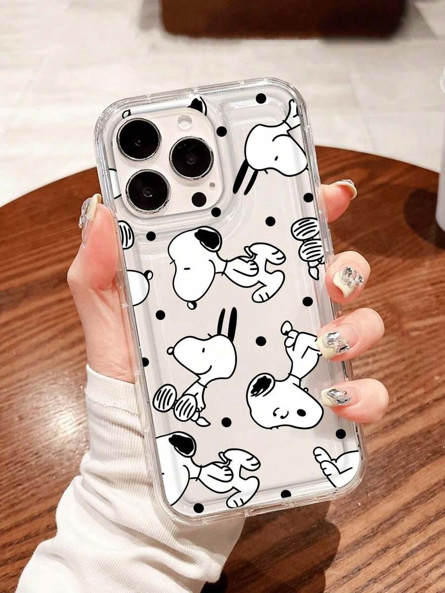 1pc Cute Snoopy Pattern, Airbag Transparent Anti-Fall Phone Protective Case, TPU Material, Suitable As Holiday Gift, Compatible With Apple XS/XS Max/XR/11 12 13 14 15 16 Pro/Pro Max/14 15 16 Plus/17, Unisex, Also For Samsung Phones